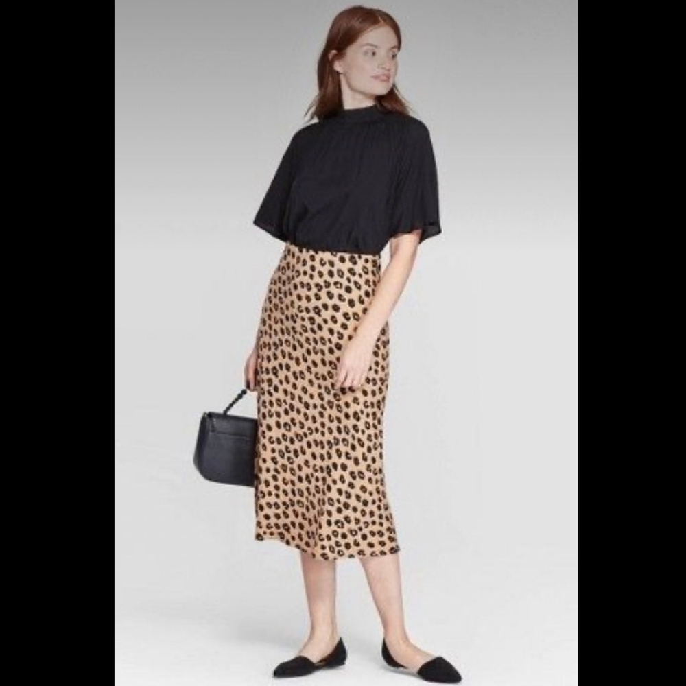 Target a New Day Cheetah Leopard Animal Print Midi Skirt - Picture 3 of 8